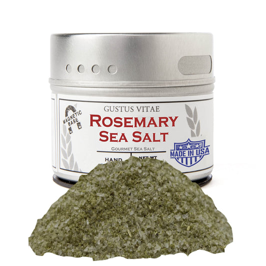 Rosemary Sea Salt | Gourmet Infused Sea Salt | Artisanal Seasoning | - Non GMO, All Natural | Sustainably Sourced, Ultra Premium | Handcrafted in Small Batches in USA | GLP-1 Friendly | Magnetic Tin | Gustus Vitae | #10