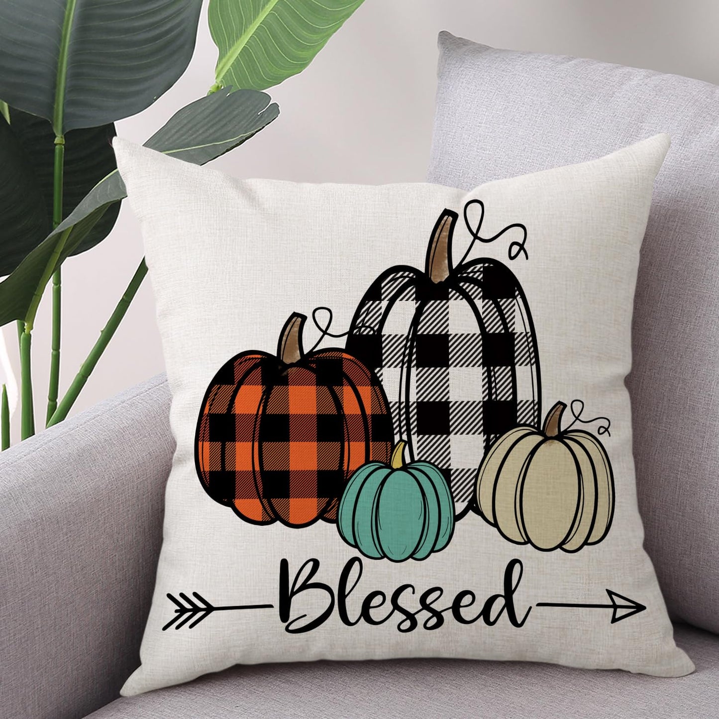 Gujiahone Fall Decor Pillow Covers 18x18 Inch Set of 4 Buffalo Check Plaid Pumpkins Gnomes Truck Hello Fall Farmhouse Decorative Thanksgiving Home Autumn Cushion Covers for Couch