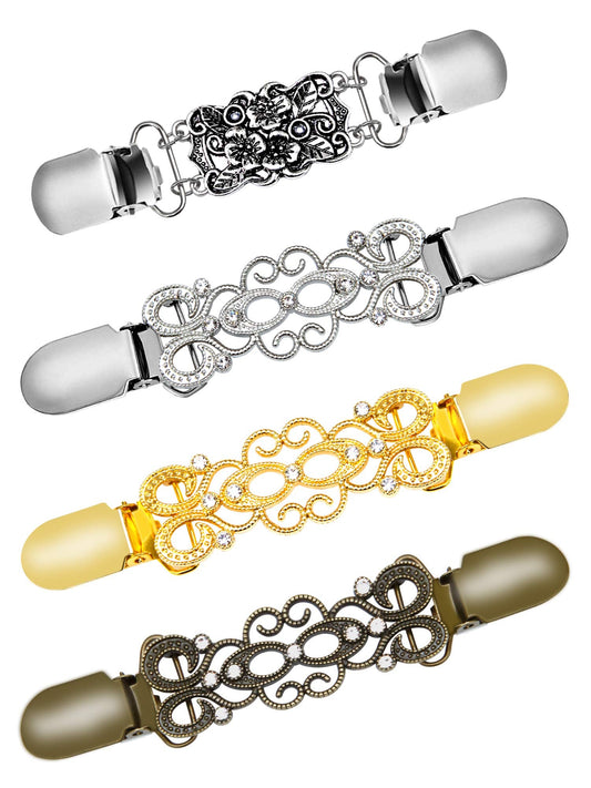 Ruisita 4 Pieces Summer Vintage Dress Clips Retro Short-sleeve Shirts Clips for Women & Girls