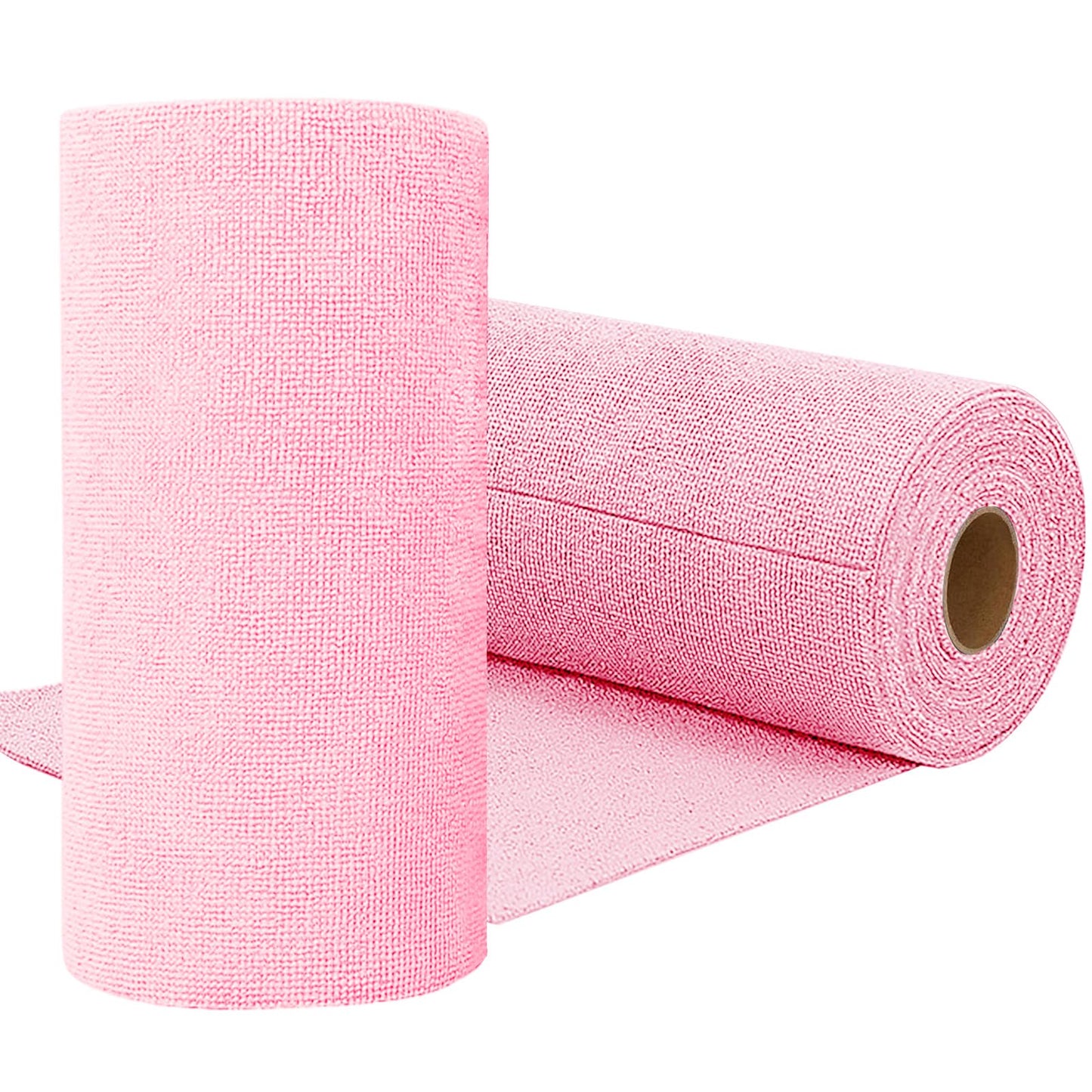 Microfiber Cleaning Cloth Roll,75 Pack Reusable Tear Away Microfiber Towels,Ultra Absorbent Dish Rags for Car,Home,Garage or Shop (Pink)