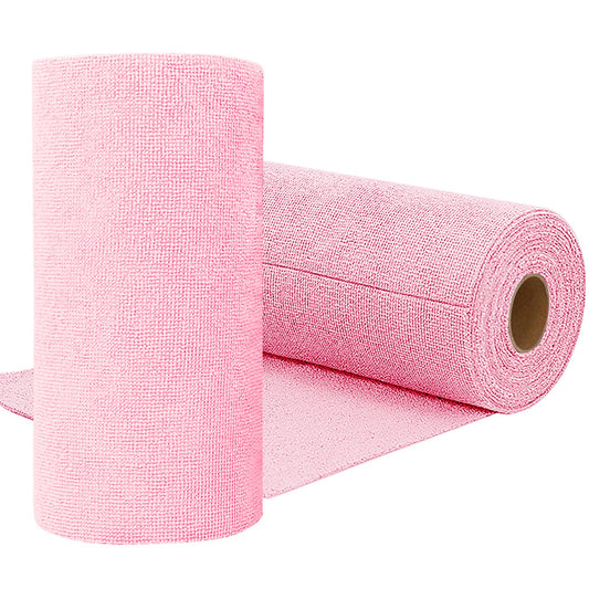 Microfiber Cleaning Cloth Roll,75 Pack Reusable Tear Away Microfiber Towels,Ultra Absorbent Dish Rags for Car,Home,Garage or Shop (Pink)