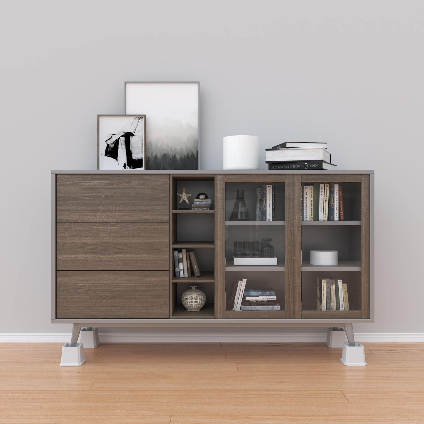 Whynonap Bed Risers 2 Inch Heavy Duty Bed Elevators, Set of 6 Lifts Up 2000 lbs Furniture Riser for Sofa and Table, White