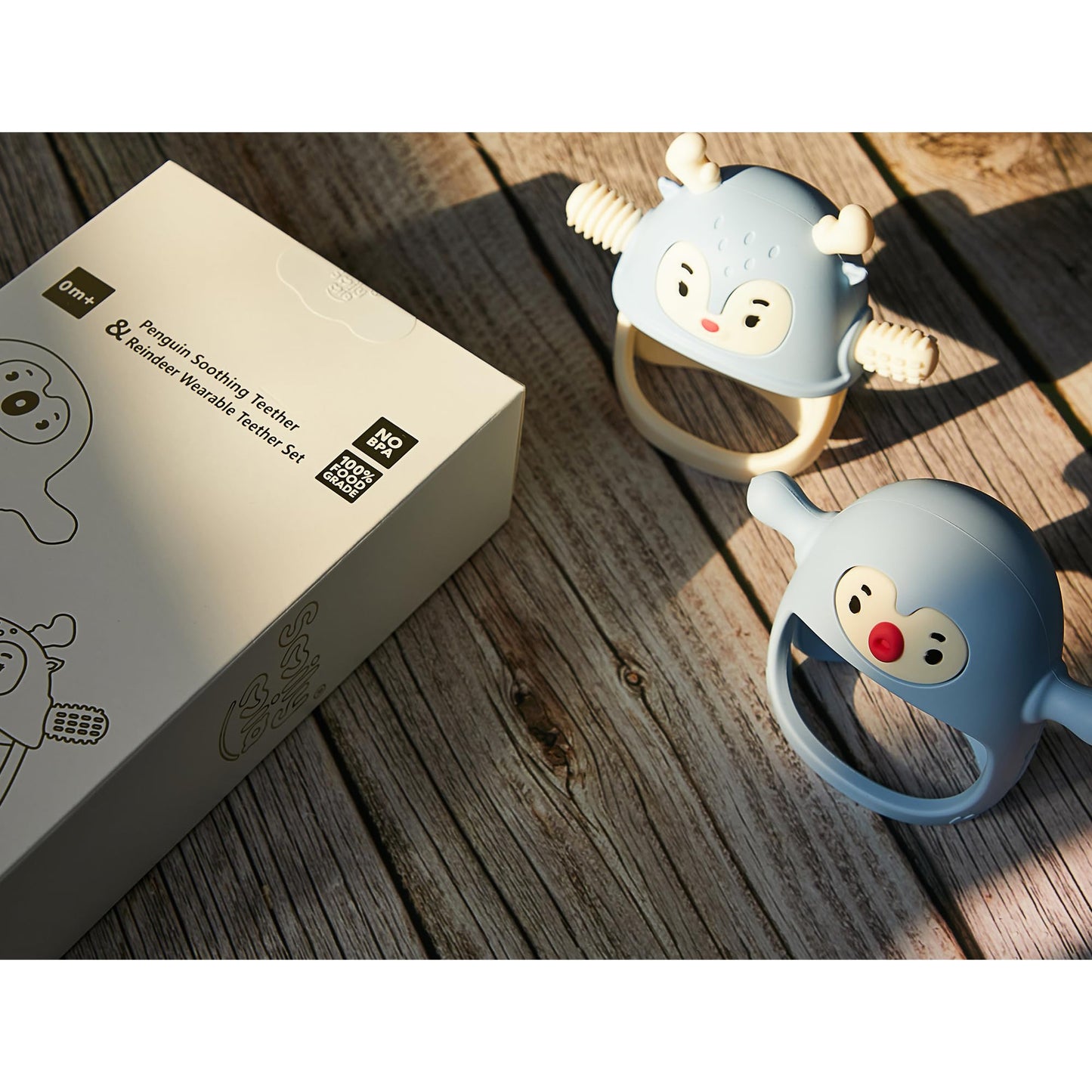 Smily Mia 2 Packs Baby Teething Toy for 0-6 6-12 Months, Food Grade Silicone Teething Mitten, Anti Dropping Wrist Hand Teethers Baby Chew Toys for Sucking&Chewing, BPA Free, Light Blue