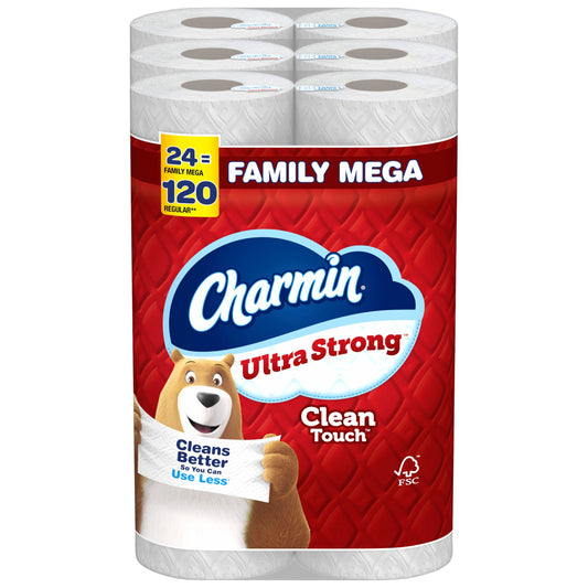 Charmin Ultra Strong Clean Touch Toilet Paper, 18 Family Mega Rolls = 90 Regular Rolls