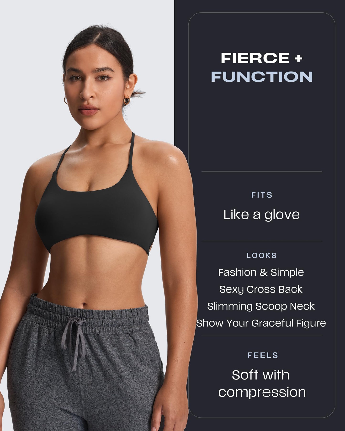 Aoxjox Women's Workout Sports Bras Fitness Ivy Low Impact Bra Yoga Crop Tank (Black, X-Small)