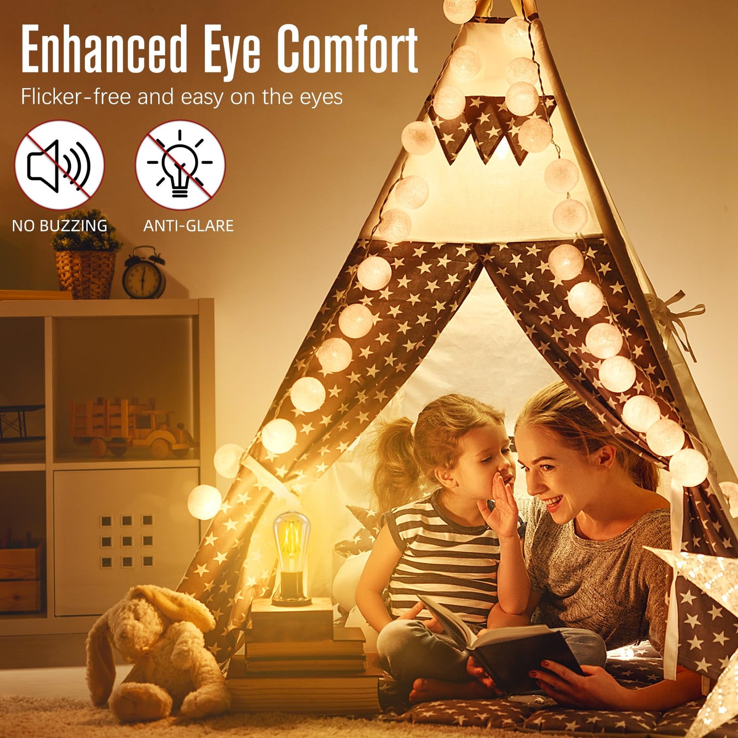 GvvooHome LED Edison Bulbs Dimmable, E26 Bulb 60 watt, Soft White 2700K, ST58 Vintage Light Bulbs, 90+ CRI, 6W 600LM, E26 Medium Base, Clear Glass, 10 Pack