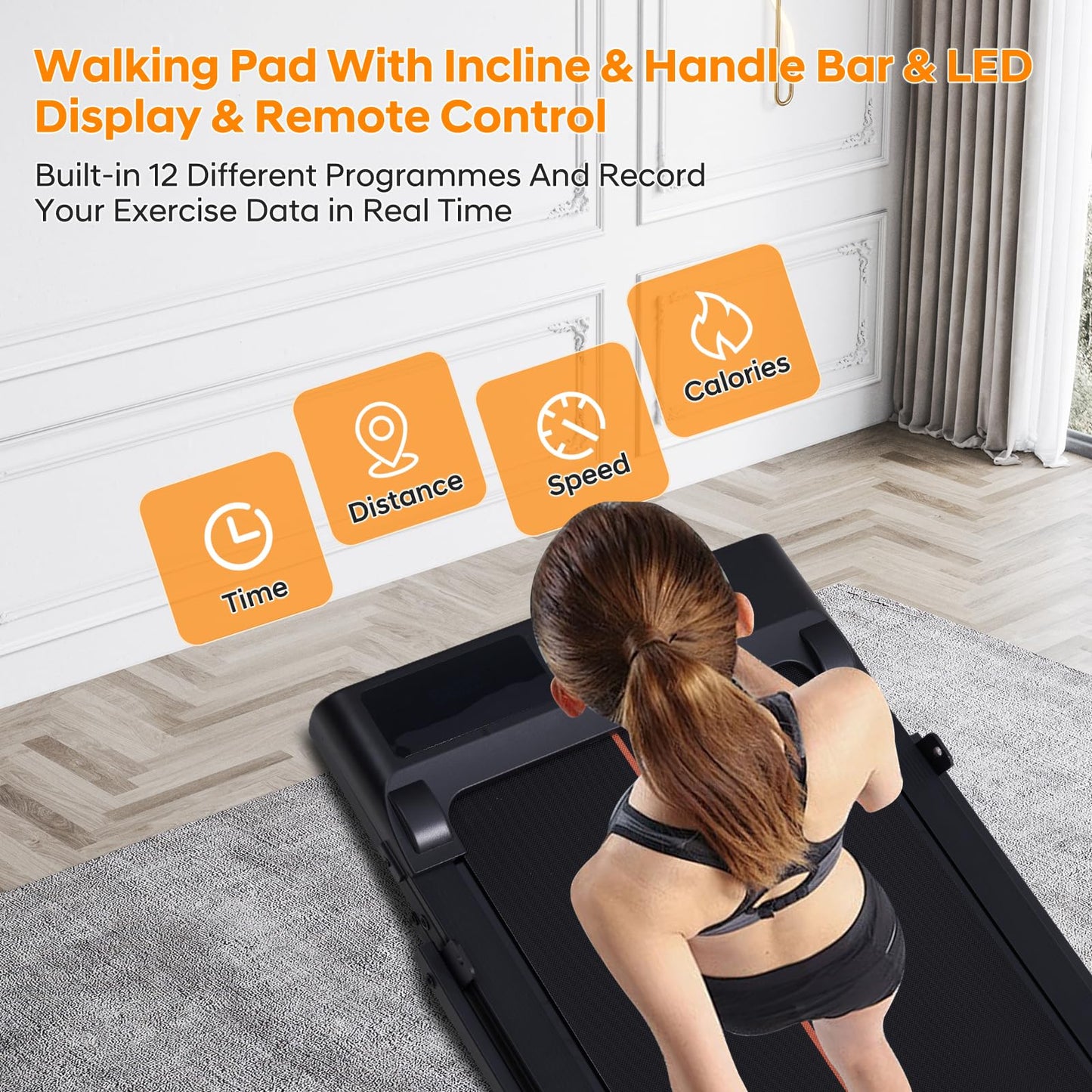 Walking Pad Treadmill with 12% Incline and Handle Bar, 3.0HP Folding Foldable Treadmills for home small, Portable Small Treadmill with Handles, Small Treadmills with Incline and Remote, 320LB Capacity