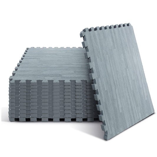 Yes4All EVA Interlocking Mats, Puzzle Floor Tiles, Foam Floor Padding with Border for Furniture, Home Space, Living Room, Garage 48 SQFT