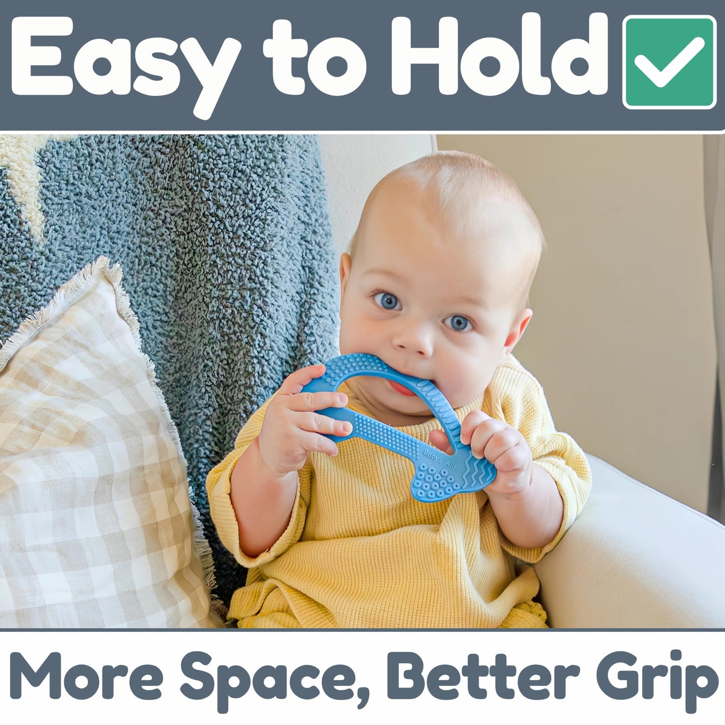 Silicone Baby Teether - Dolphin | 8 Teething Relief Textures, 100% Food-Grade, Easy to Hold & BPA Free Silicone Teethers for Babies, Baby Teething Toys, Soft Chew Toy for Babies Ages 3M+ - Baby’s Aid