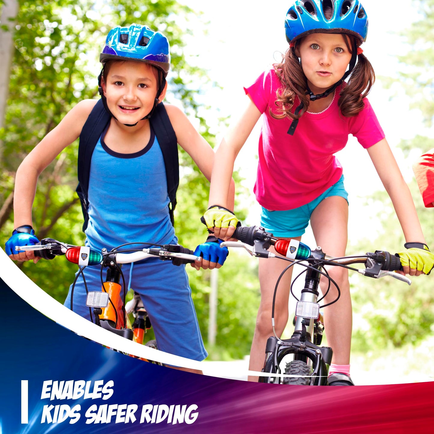 Kids Tech Bike LED Light - Police Sound Light Electronic Horn - Bicycle Siren, 5 LED Light 4 Sounds Trumpet, Warning Safety Light, Waterproof Bicycle Lights Accessories, (Batteries Not Included)