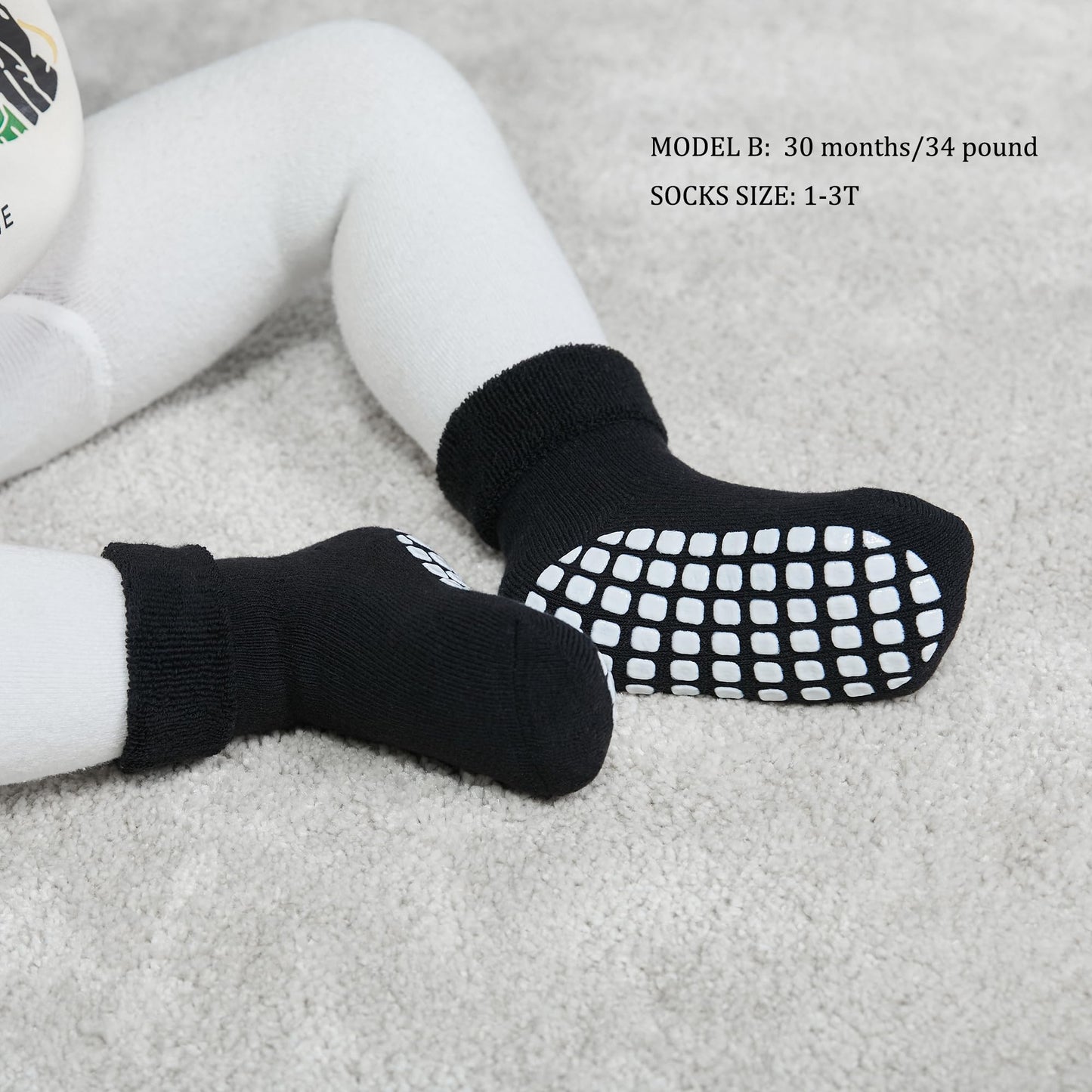 VWU Baby Toddler Kids Ankle Crew Socks with Grips Unisex Warm Thick Cotton Winter Socks 3-12 Months, Grip 6 Color