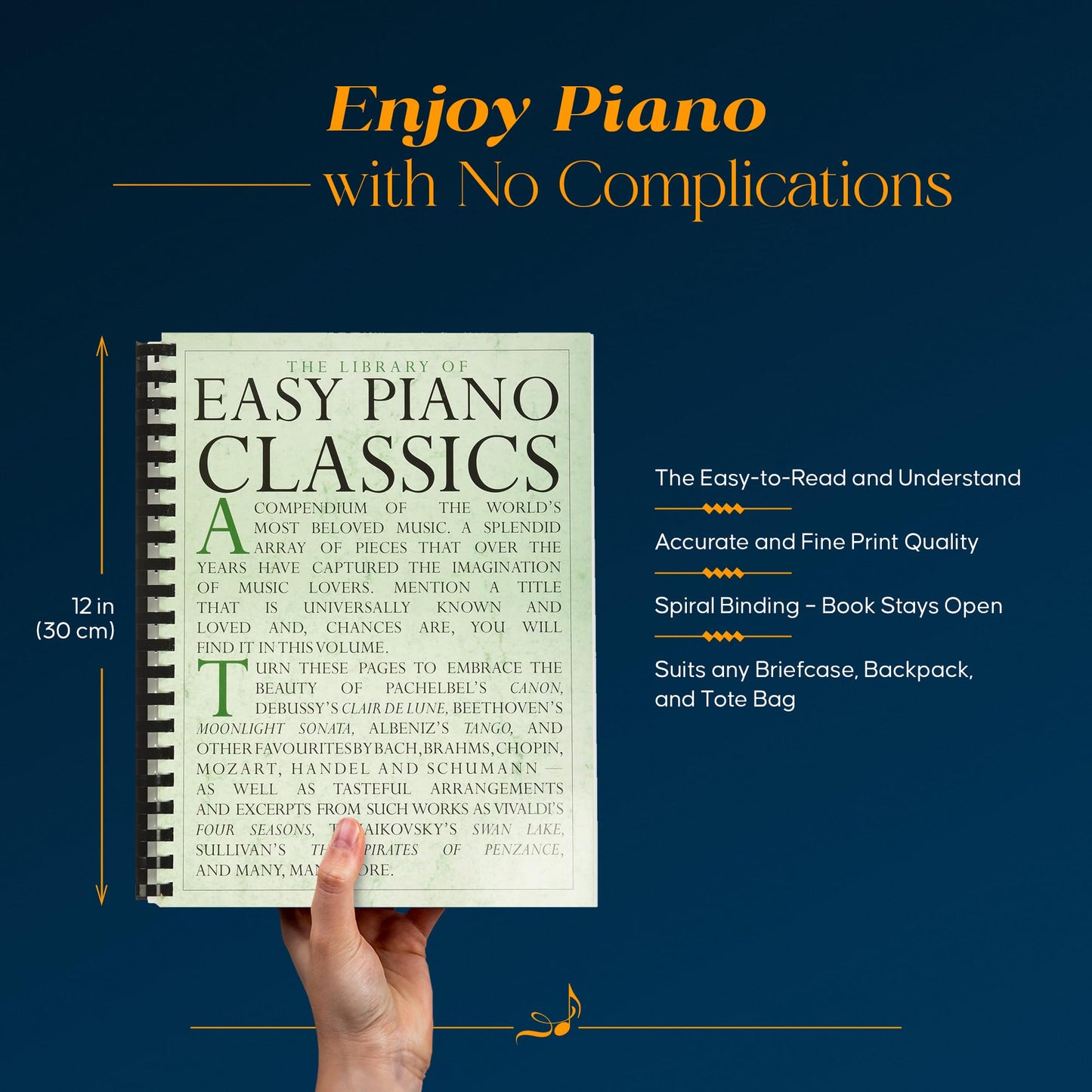 The Library of Easy Piano Classics | Easy Piano Sheet Music for Beginners and Adults | Classical Piano Songbook with Famous Works | Educational Repertoire Book for Piano Students