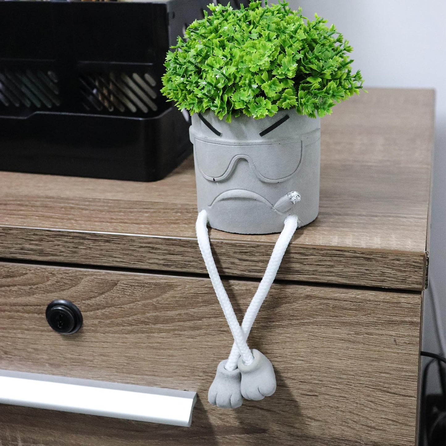 MAKHOT 2 Pack Cute Artificial Succulent Plants with Gray Flower Pots, Fake Plants Succulent Window Sill Decor for Gift Choice, Mini Potted Succulents for Desk Shelf Bathroom Decoration