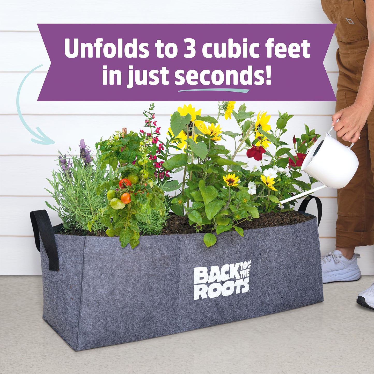 Back to the Roots Breathable Raised Bed (Provides More Oxygen to Roots), 3 Cu. Ft., No Assembly Needed, Reusable & Weatherproof