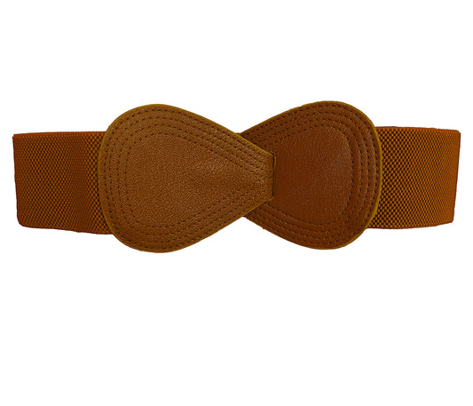 Women 8-Shaped Elastic Belts Stretchy Leather Waistband Wide Stretch Women Dress Belt with Interlock Buckle