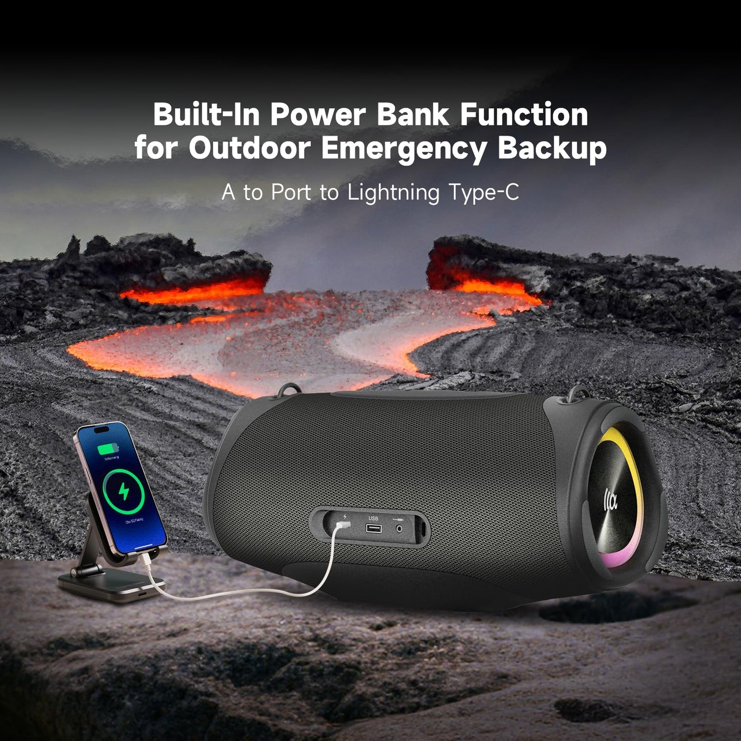 TAZATA Portable Bluetooth Speaker,IPX7 Waterproof 80W Loud Stereo Sound Wireless Outdoor Speaker for Pool,Shower,Camping Bike Use,8H Playtime