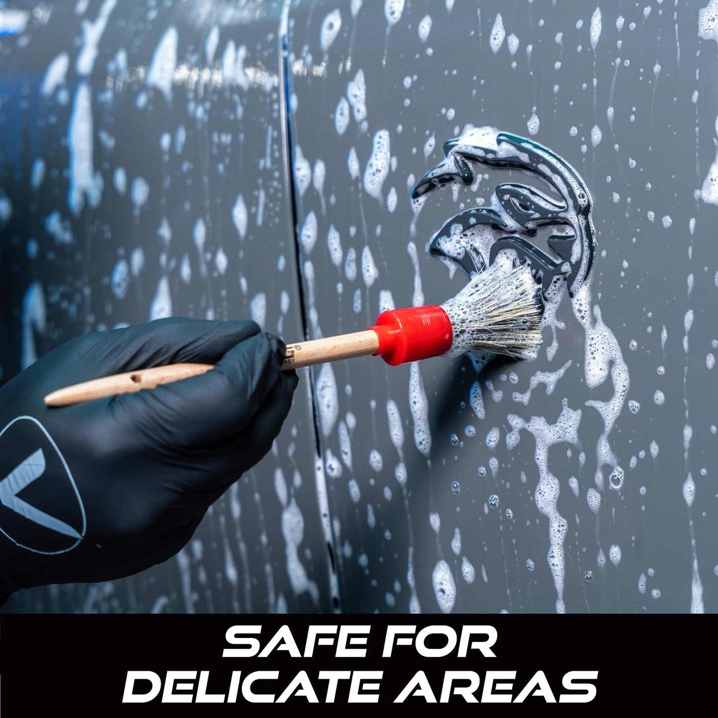 VIKING Car Detailing Brush Set for Car Cleaning Kit, Super-Soft Bristles for Exterior Detail, Includes Small, Medium, and Large Diameter Brush Heads, 3 Pack, Red