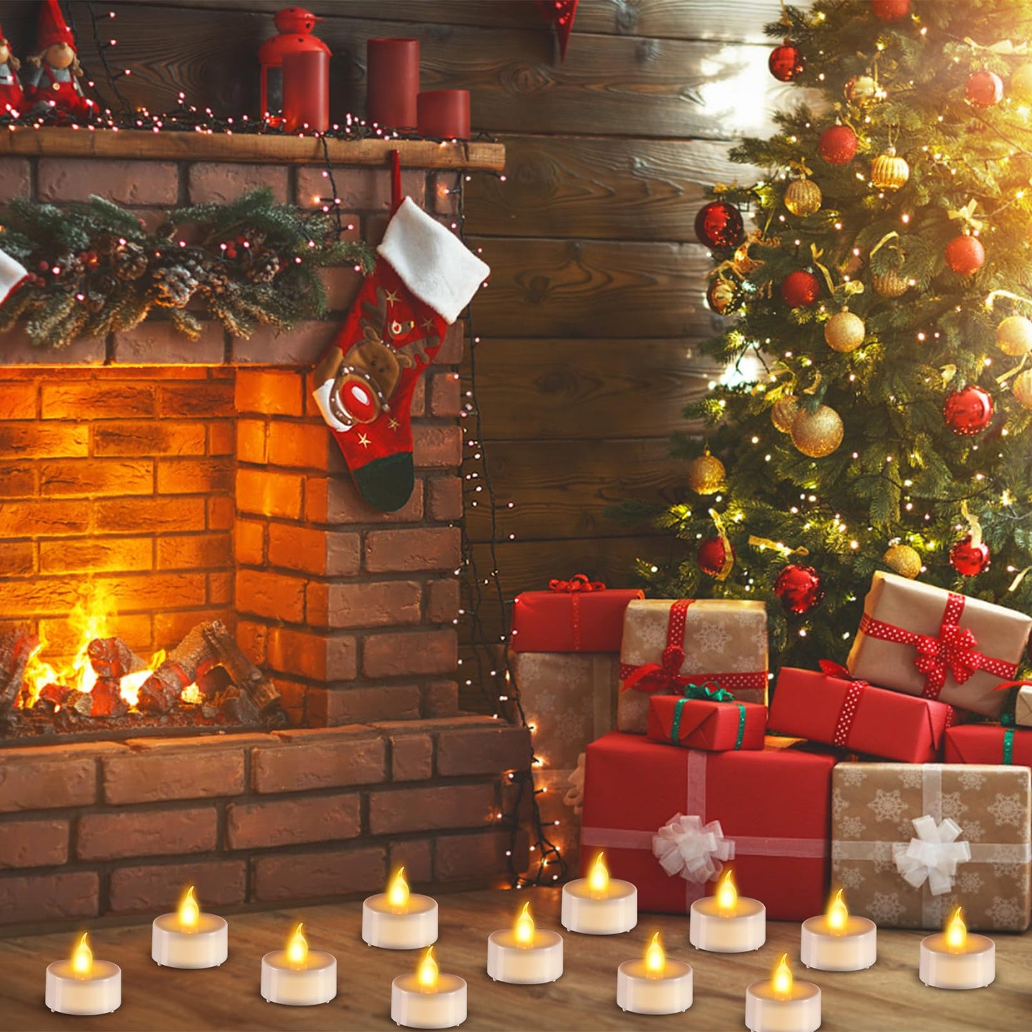 JOSU 24PCS Flameless Tea Lights Candles with Remote Timer, LED Battery Operated Candle for Engagement Wedding Centerpiece Table Decorations, Tealight Candles for Home Patio Farmhouse Porch Party Decor