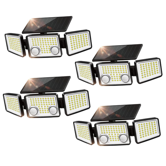 UME Solar Outdoor Lights 3000 Lumen 7000K, 152 LED Super Bright Motion Sensor Outdoor Light with 2 Sensors, IP65 Waterproof 270 Wide Angle Solar Flood Light with 3 Modes for Garden - 2 Pack