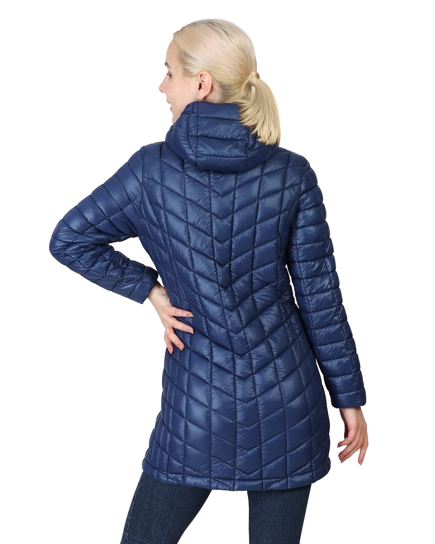 Outdoor Ventures Women's Maryan Hooded Ultra Lightweight Warm Thermolite Long Puffer Coat