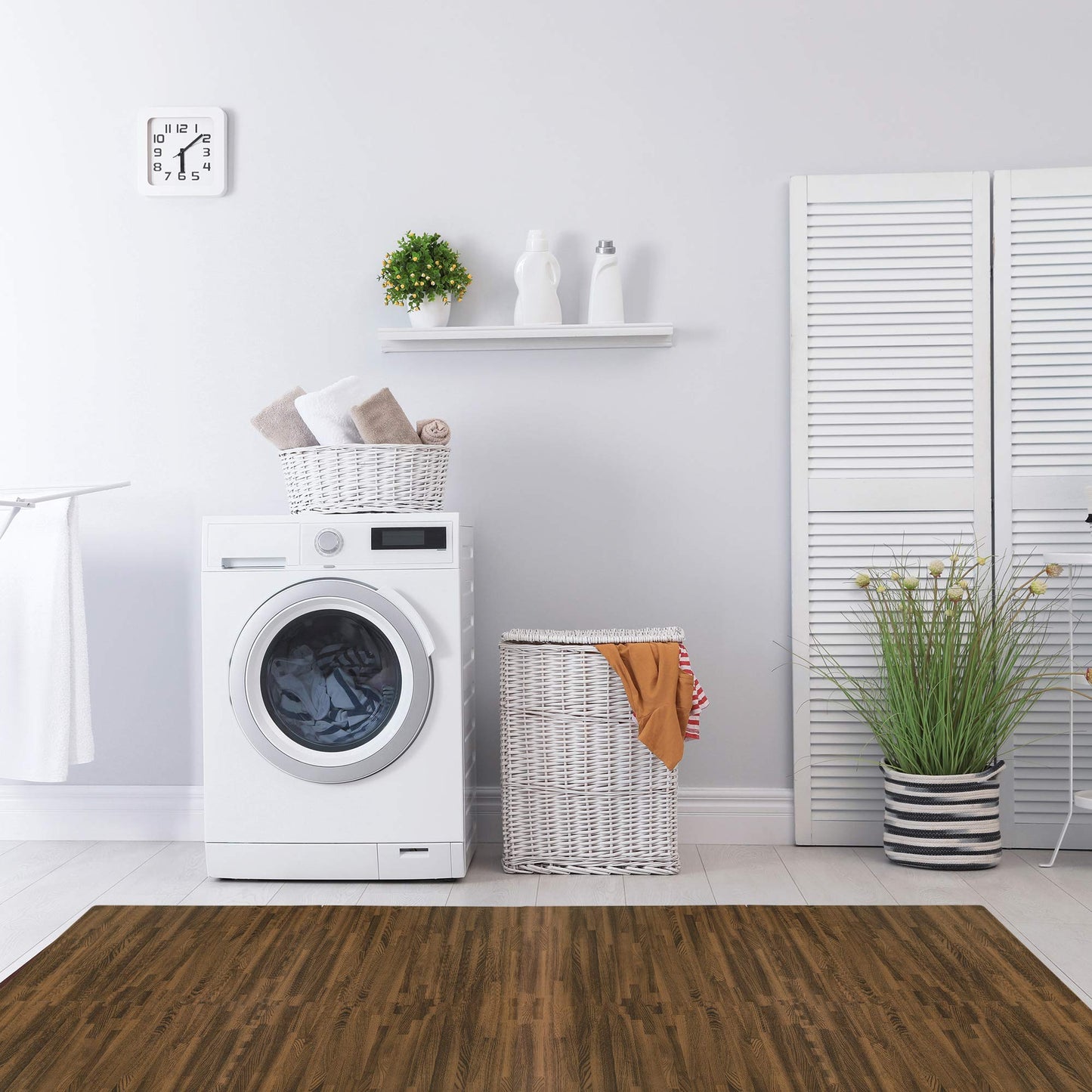 Forest Floor 5/8 Inch Thick Printed Foam Tiles, Premium Wood Grain Interlocking Foam Floor Mats, Anti-Fatigue Flooring, Walnut, 24 Sq Ft