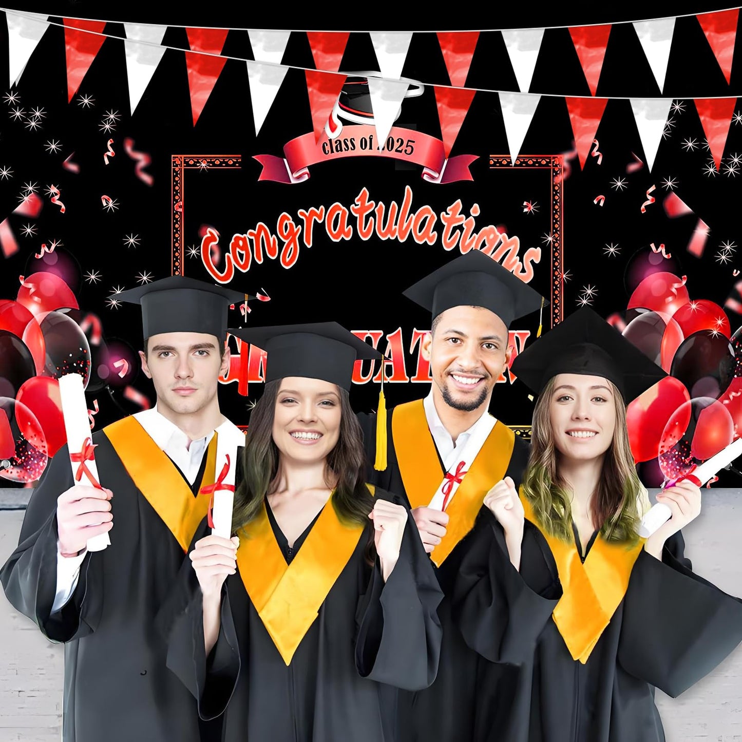 32.8FT Red Silver Glitter Triangle Pennant Banner Flag Metallic Bunting Fabric Garland for Christmas Graduation Wedding Engagement Anniversary Bachelorette Bridal Shower Valentine's Party Decor