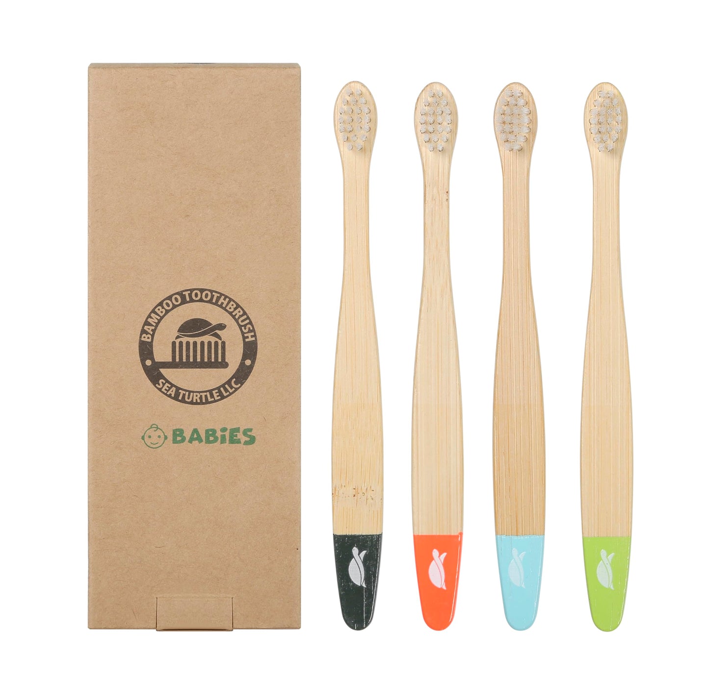 Sea Turtle Plant-Based Bristles, Soft Bamboo Toothbrushes, Individually Sealed (10 Pack)