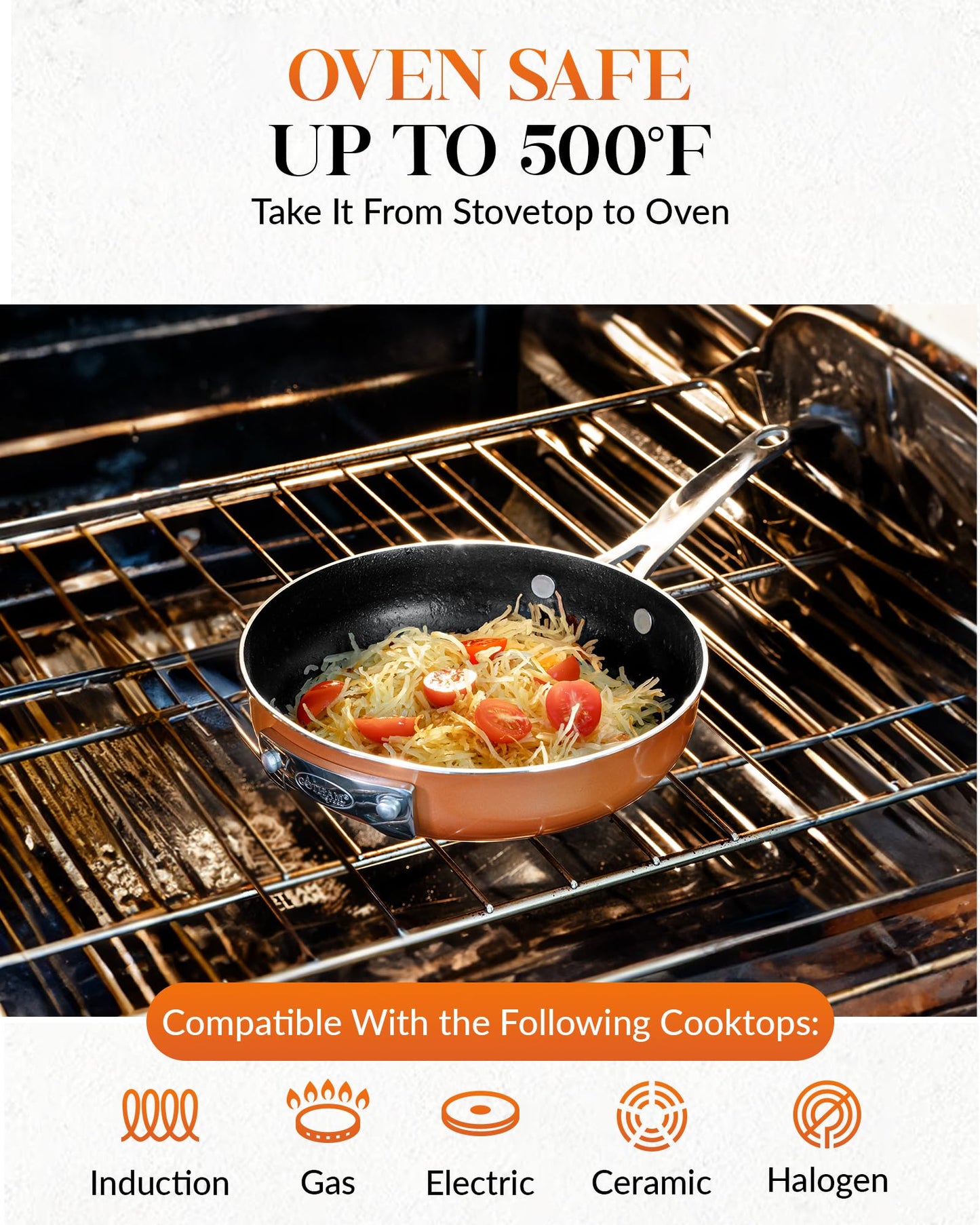 Gotham Steel Stackable Pots and Pans Stackmaster 10 Piece Cookware Set with Ultra Nonstick Cast Texture Ceramic Coating, Copper