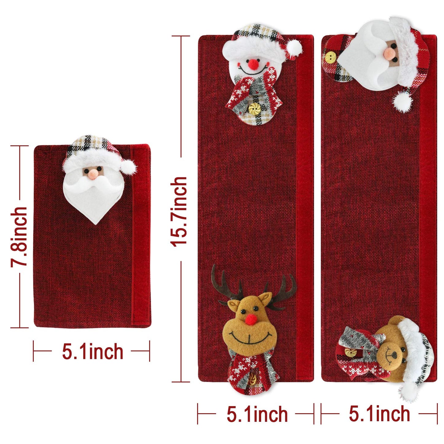 Mosoan Christmas Decorations Indoor 6 Pack Christmas Refrigerator Fridge Door Handle Covers, Santa Snowman Christmas Kitchen Decor Appliance Handle Cover Xmas Holiday Decor