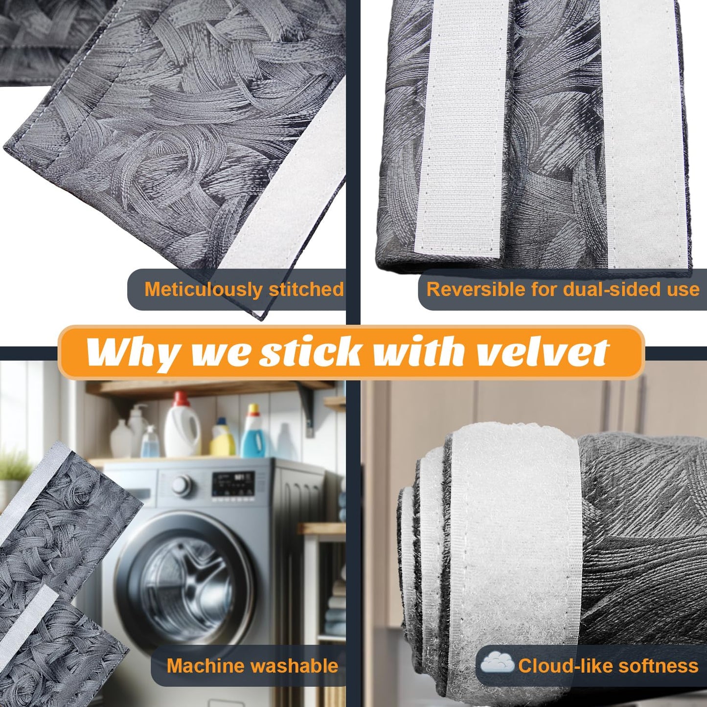 Volecy Set of 6 Refrigerator Door Handle Covers, Washable Velvet Fabric Appliance Handle for Fridge Microwave Stove Dishwasher Catch Stains Dust Fingerprint Prevent Ice hot Hand (Wind Grey)