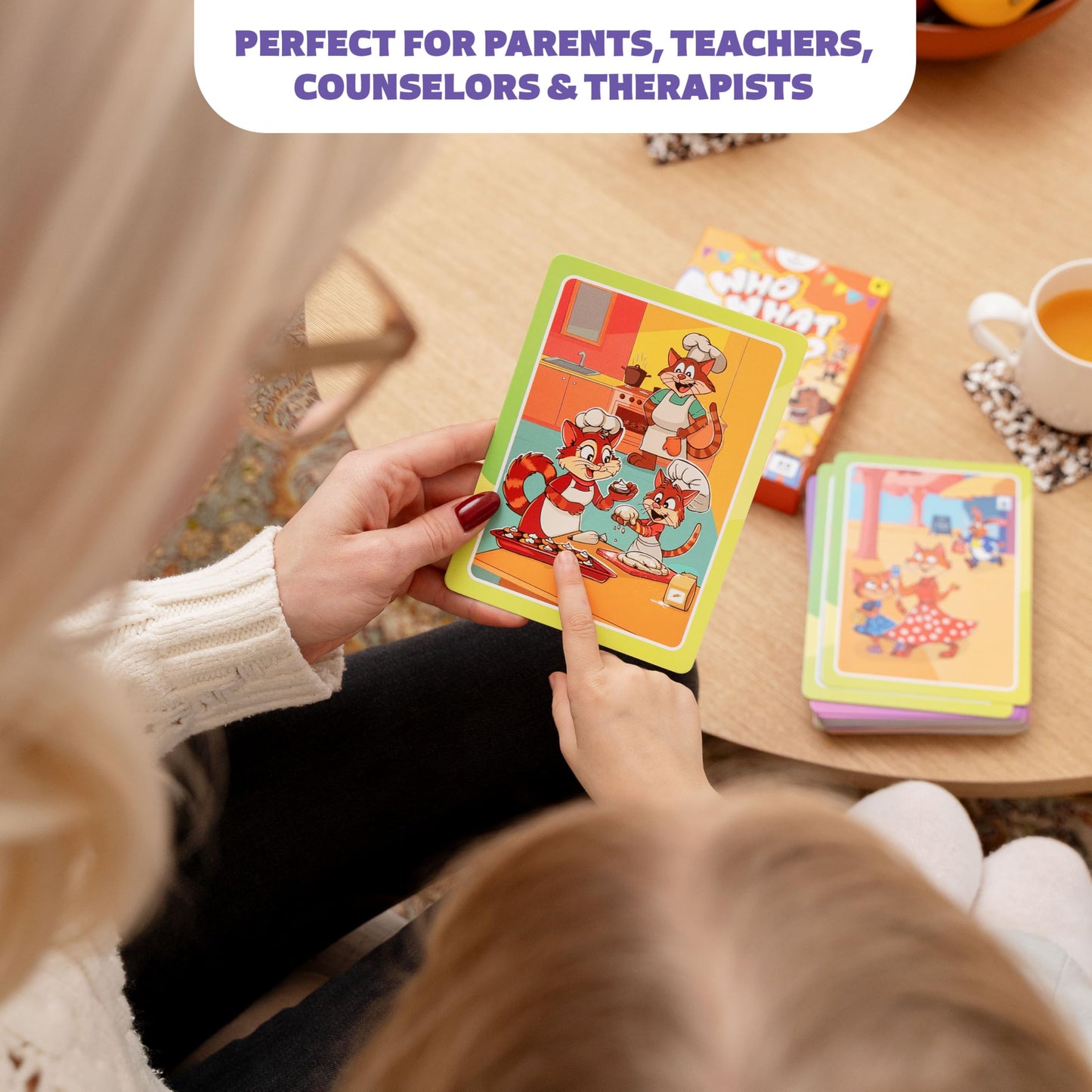 Who What Why Conversation Cards for Kids – Learning Materials for Social Skills, Emotional Intelligence, Empathy & Critical Thinking – Speech Therapy, Articulation & Sequencing Card Game, Ages 4+