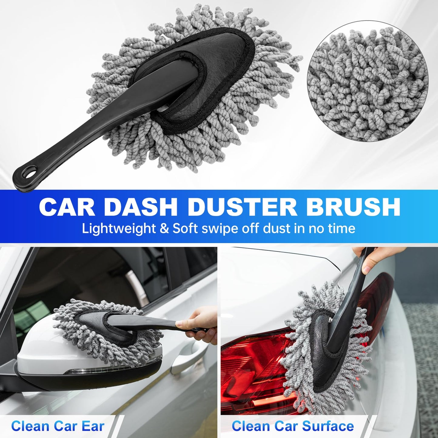 THINKWORK Windshield Cleaner Tool, Car Interior Cleaning Kit, Car Detailing Kit Interior Cleaner with10Pcs Detailing Brush Set, Gray Auto Detailing Supplies & Accessories