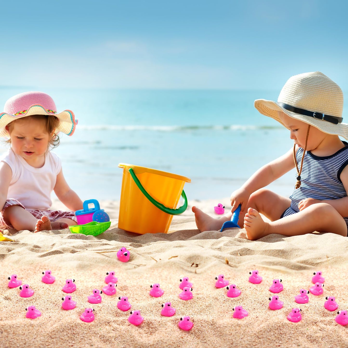 Mini Resin Ducks, 100 Pcs Tiny Ducks, Pink Flamingo Figurine, Resin Animals Toy for Cake Topper, Garden, Dollhouse, DIY Crafts, Party, Aquarium Decor