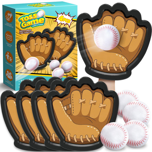 Officygnet Kids Outdoor Toys Catch Ball Games Set, 2 Pack Baseball Training Toy with Gloves for Kids Ages 3-12 Years Old, Beach Pool Yard Games for Adult and Family, for Toddlers Boys Girls