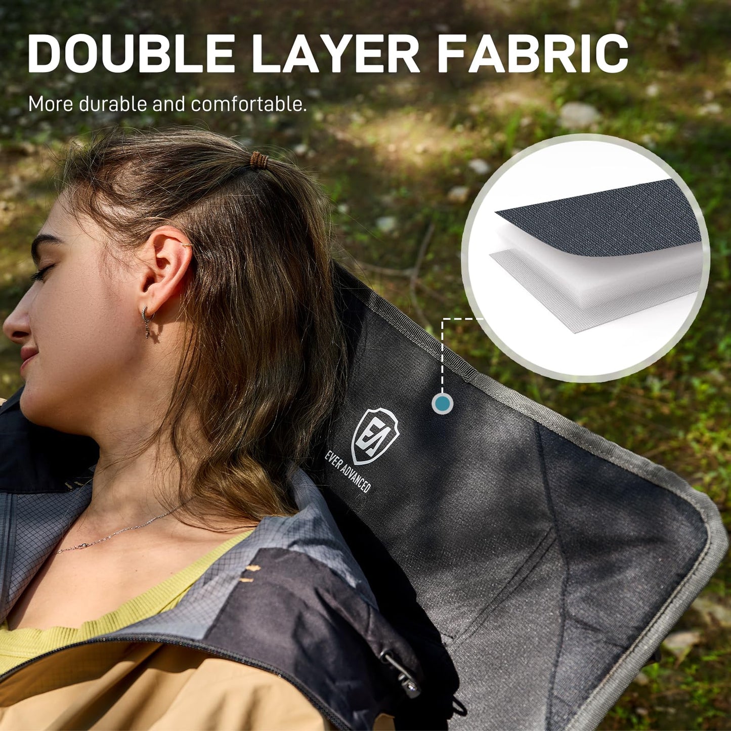 EVER ADVANCED Reclining Camping Chairs for Adult Lightweight, Portable Compact Folding Chair with Adjustable Back,4-Level Recliner Chairs, Lawn Chair for Patio Balcony, Supports 350lbs, Grey