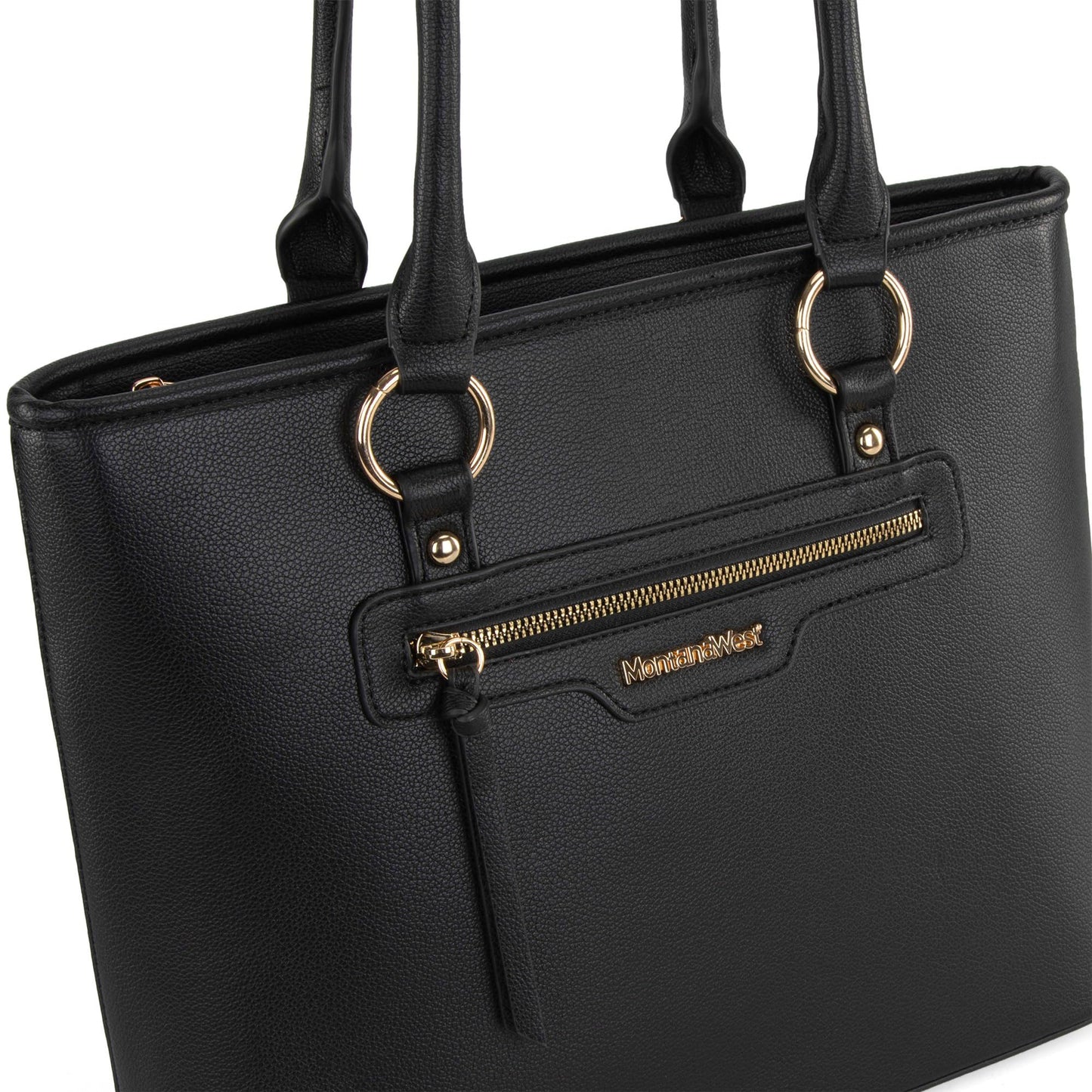 Montana West tote bag for women medium crossbody purse set 2pcs black cute trendy woman handbag and purse ladies designer handbag with guitar strap MWC2-330BK