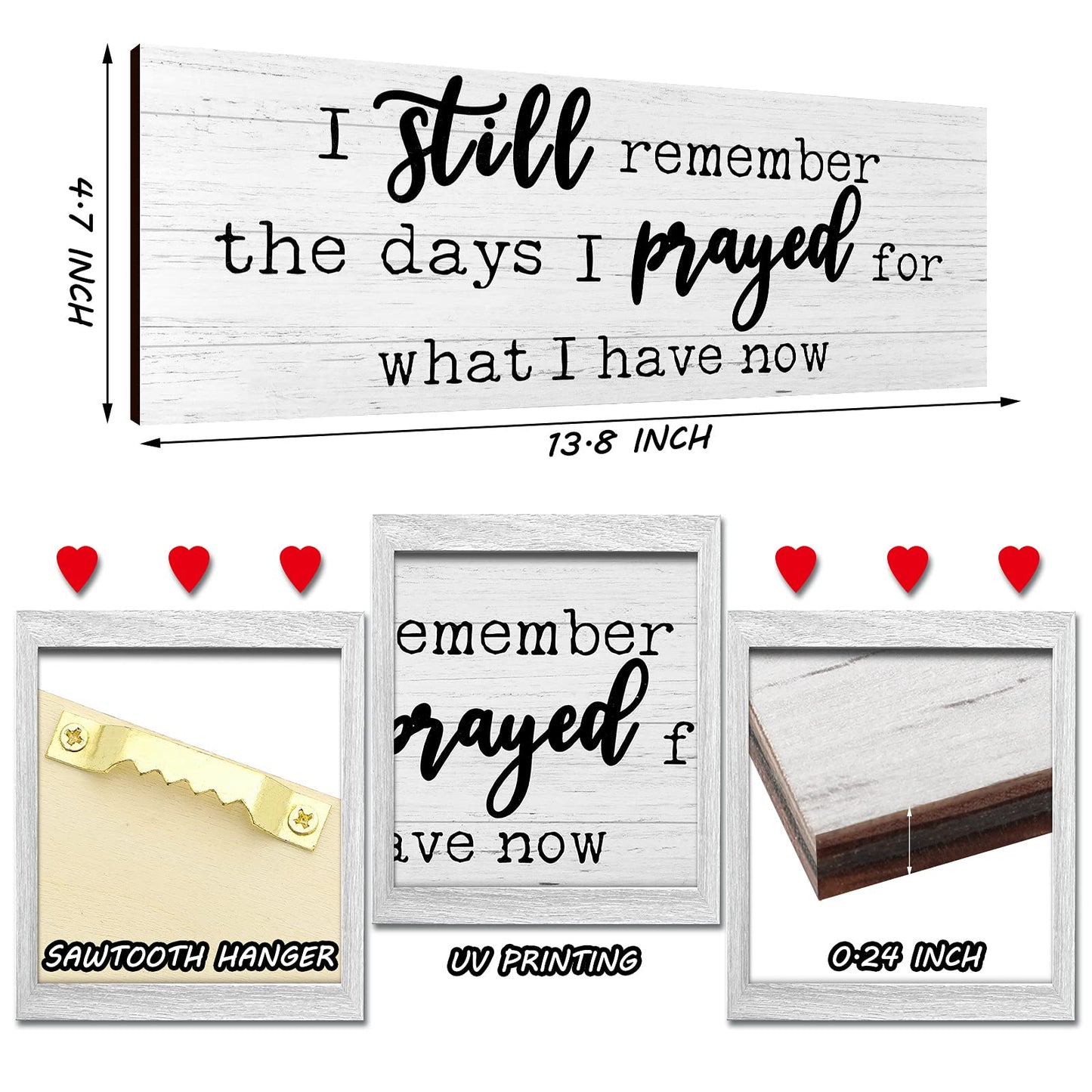 I Still Remember The Days I Prayed Modern Farmhouse Decor Rustic Wood Sign and So Together They Built a Life They Loved Rustic Wood Family Wooden Plaque Signs for Women(White)
