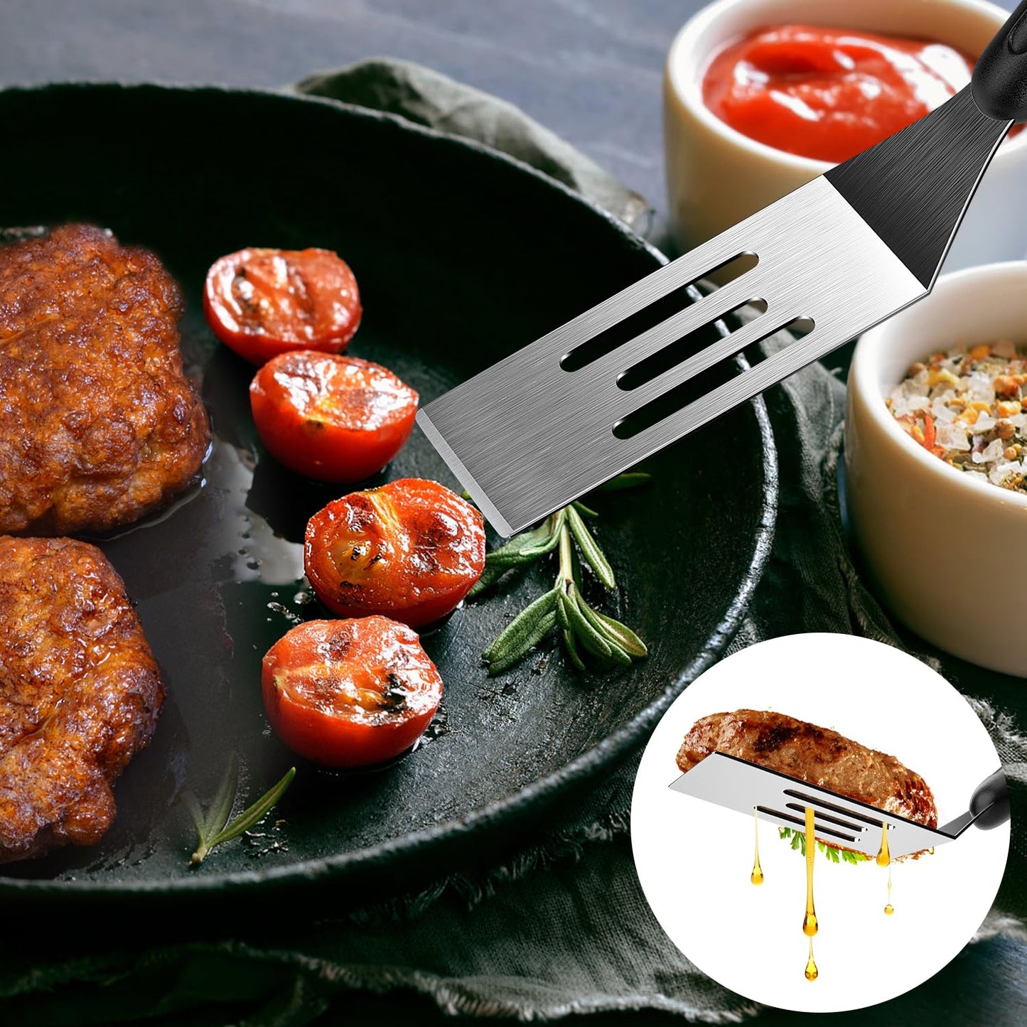 Small Spatula 3 Pieces, Mini Serving Spatula for Kitchen Use, Metal Spatula for Serving and Turning, Ideal for Pancakes, Brownies, Desserts, Cookie, Eggs or Small Pan