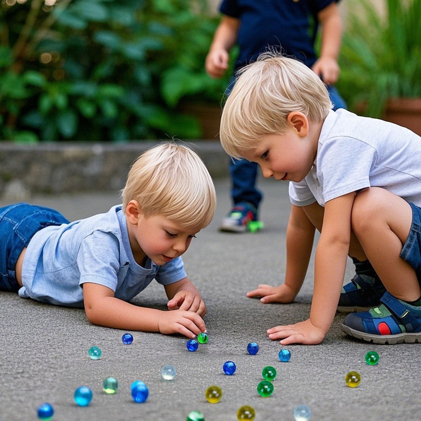 POPLAY 50 PCS Beautiful Player Marbles Bulk for Marble Games, Multiple Colors(1 Whistle)