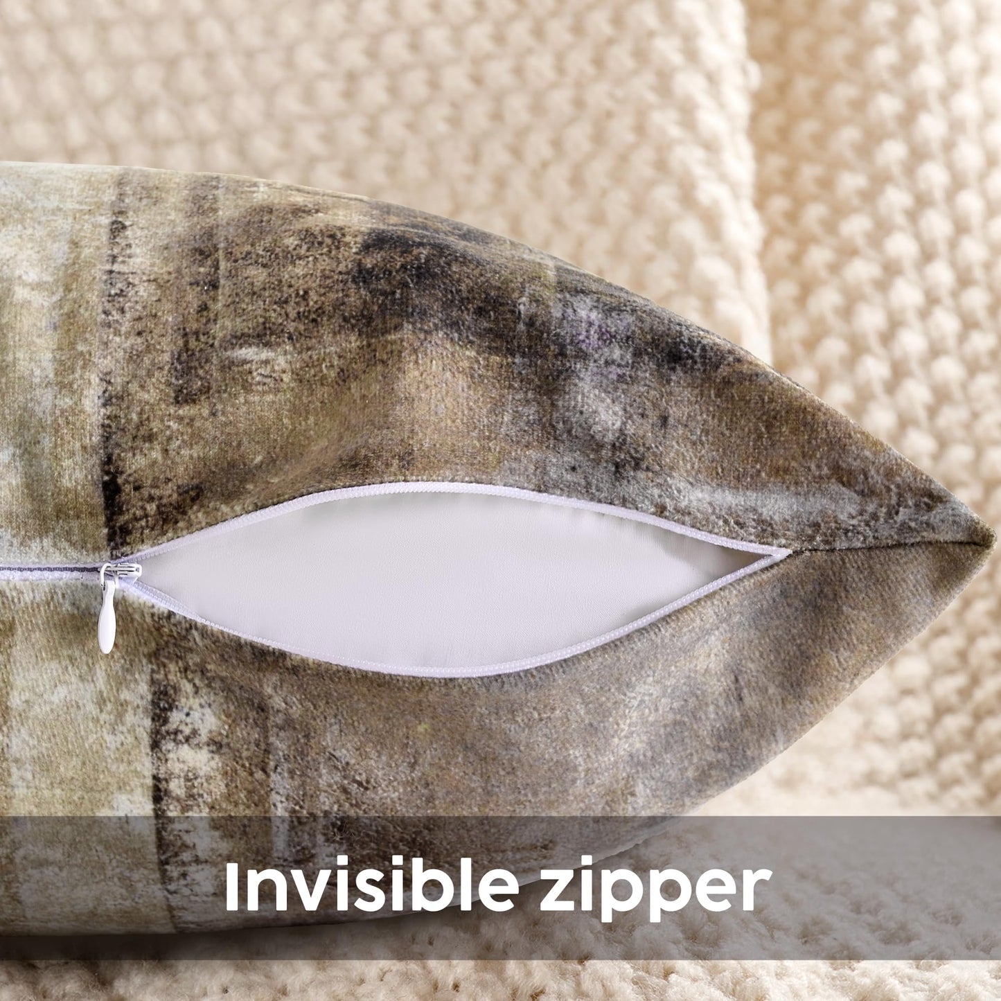 Alricc Decorative Abstract Art Throw Pillow Covers 18x18 (Set of 2) - Modern Oil Painting Textured for Couch, Living Room, Bed - Dark Brown Contemporary Design