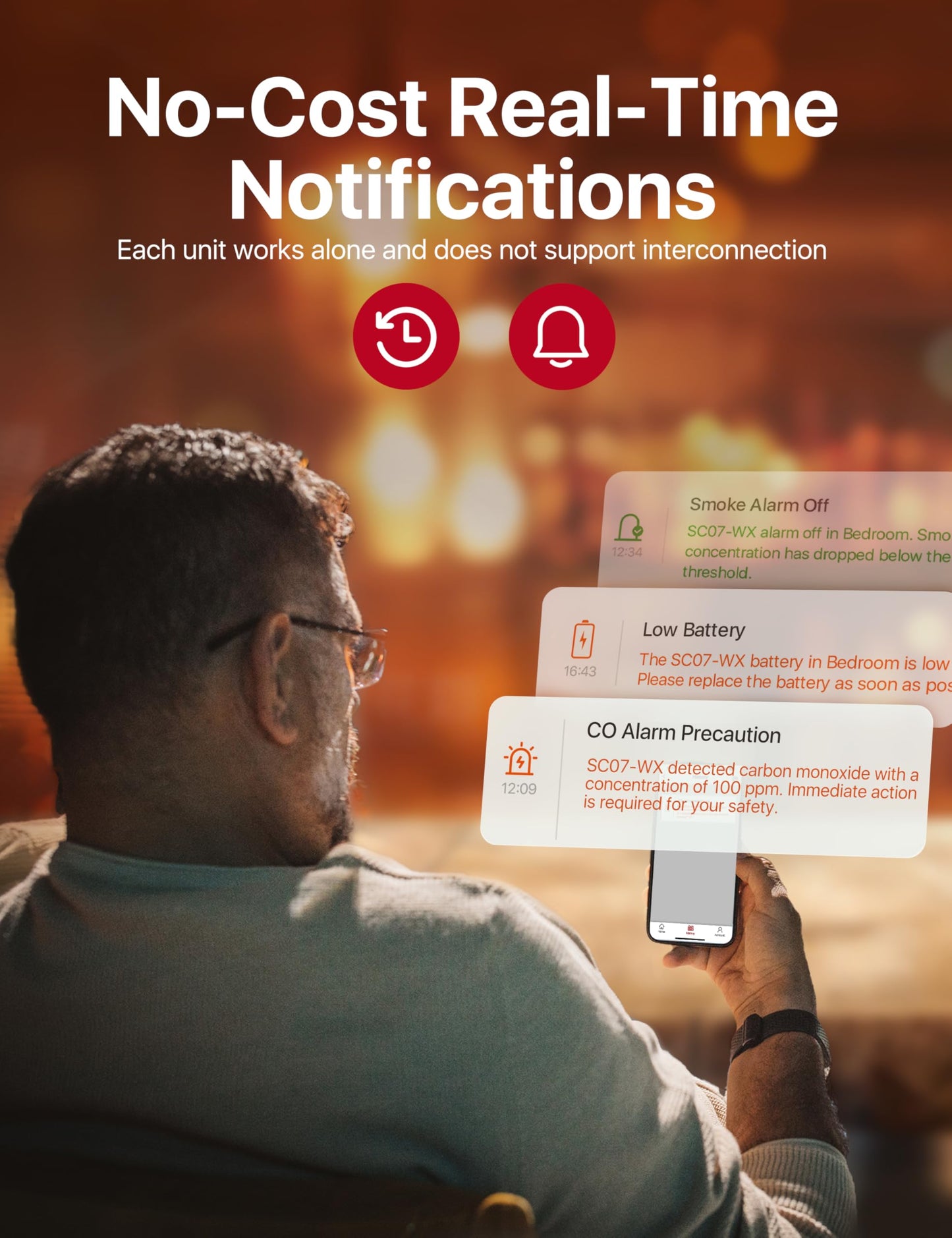 X-Sense Smart Smoke Detector Carbon Monoxide Detector Combo with Replaceable Battery, Wi-Fi Smoke and Carbon Monoxide Detector with Real-Time App Notifications, SC07-WX, 1-Pack