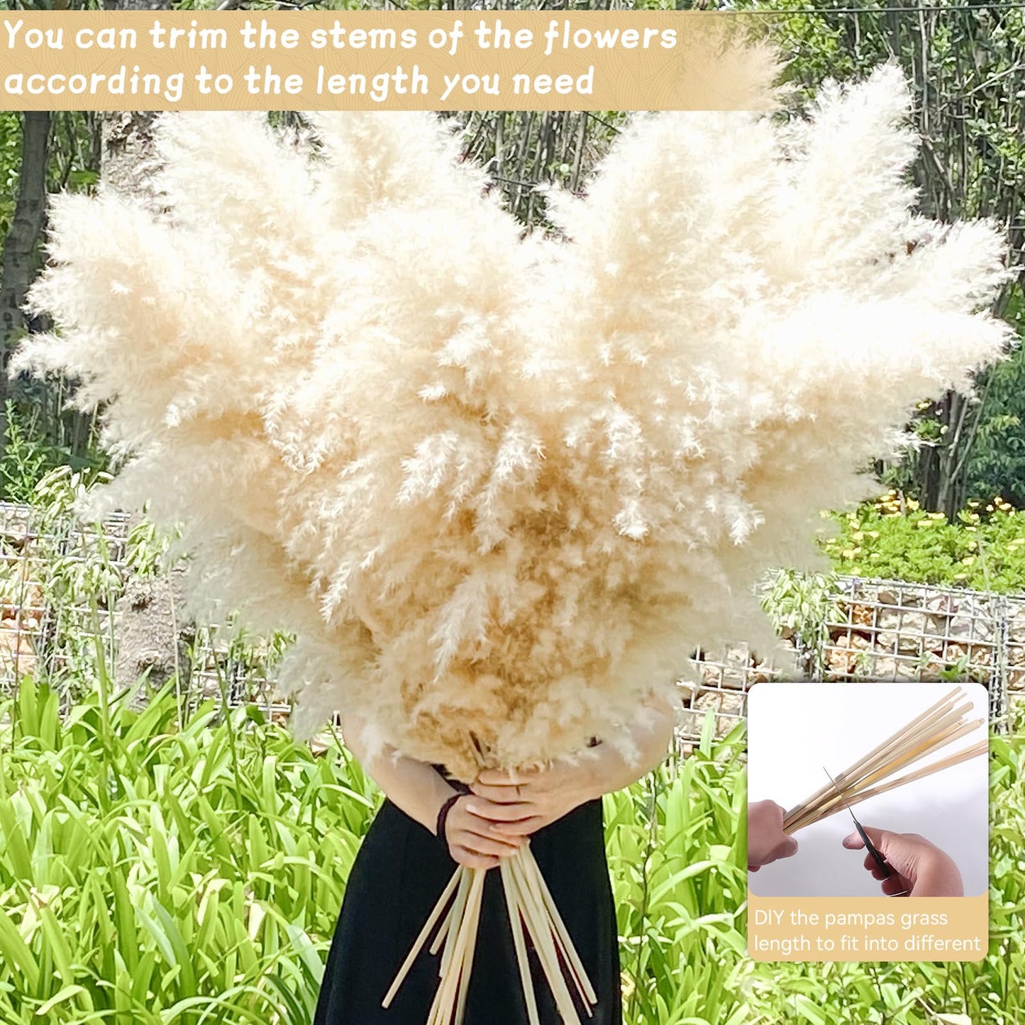 40" 33PCS Dried Pampas Grass Decor Tall,Large Natural Beige pompas Grass Tall Pampas Grass for Floor Vase,Wedding,Party,Farmhouse,Boho Home Decor,and Creating a Bohemian Ambiance