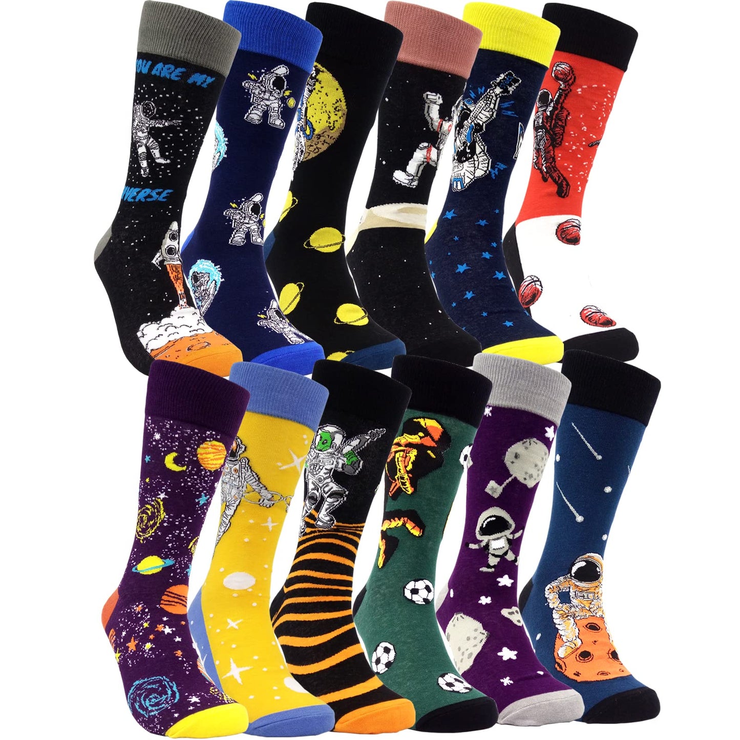 HSELL Mens Funny Pattern Dress Socks Crazy Design Cotton Socks Novelty Gifts for Men