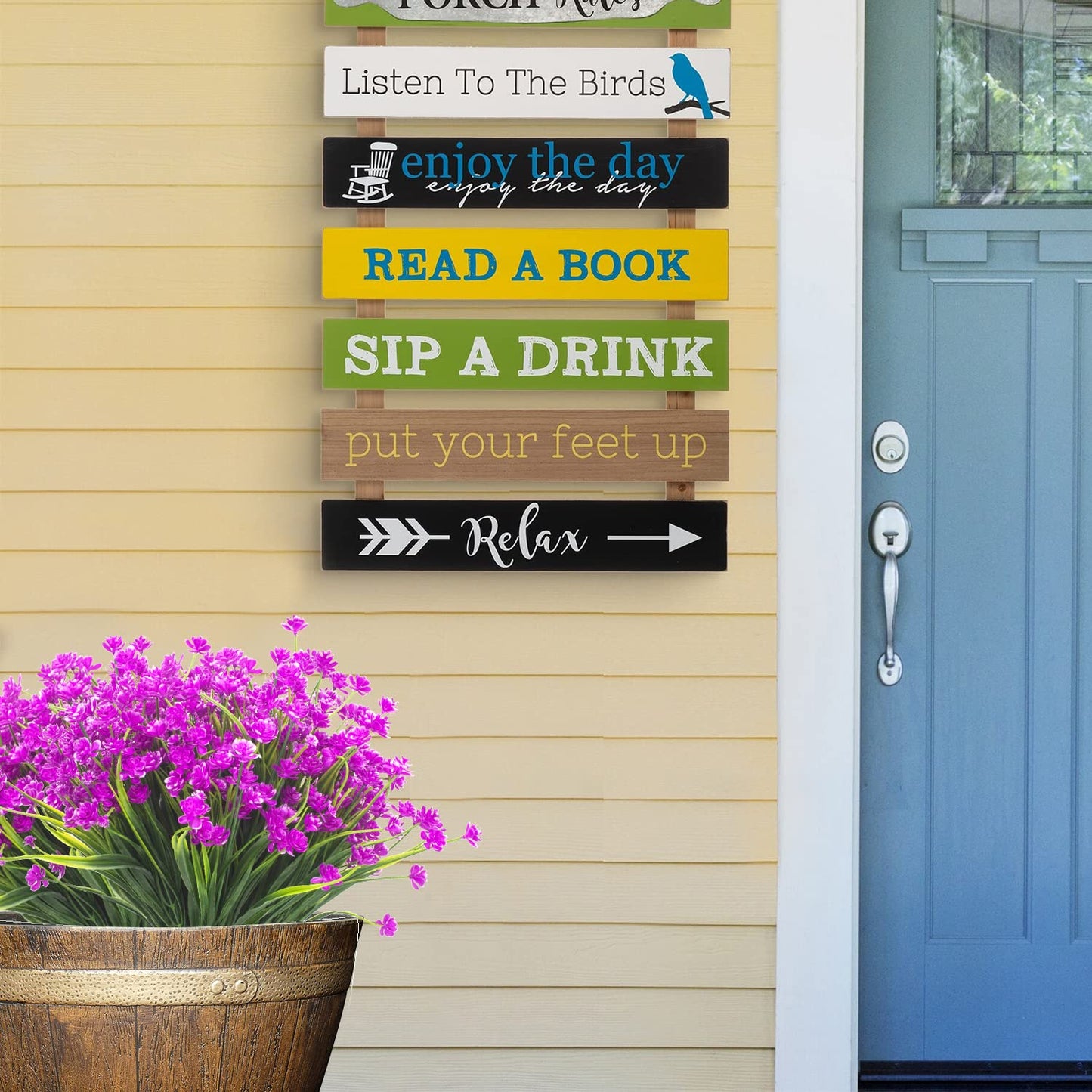 Grunyia 8 Bundles Artificial Outdoors Flowers (Purple-Daffodil)