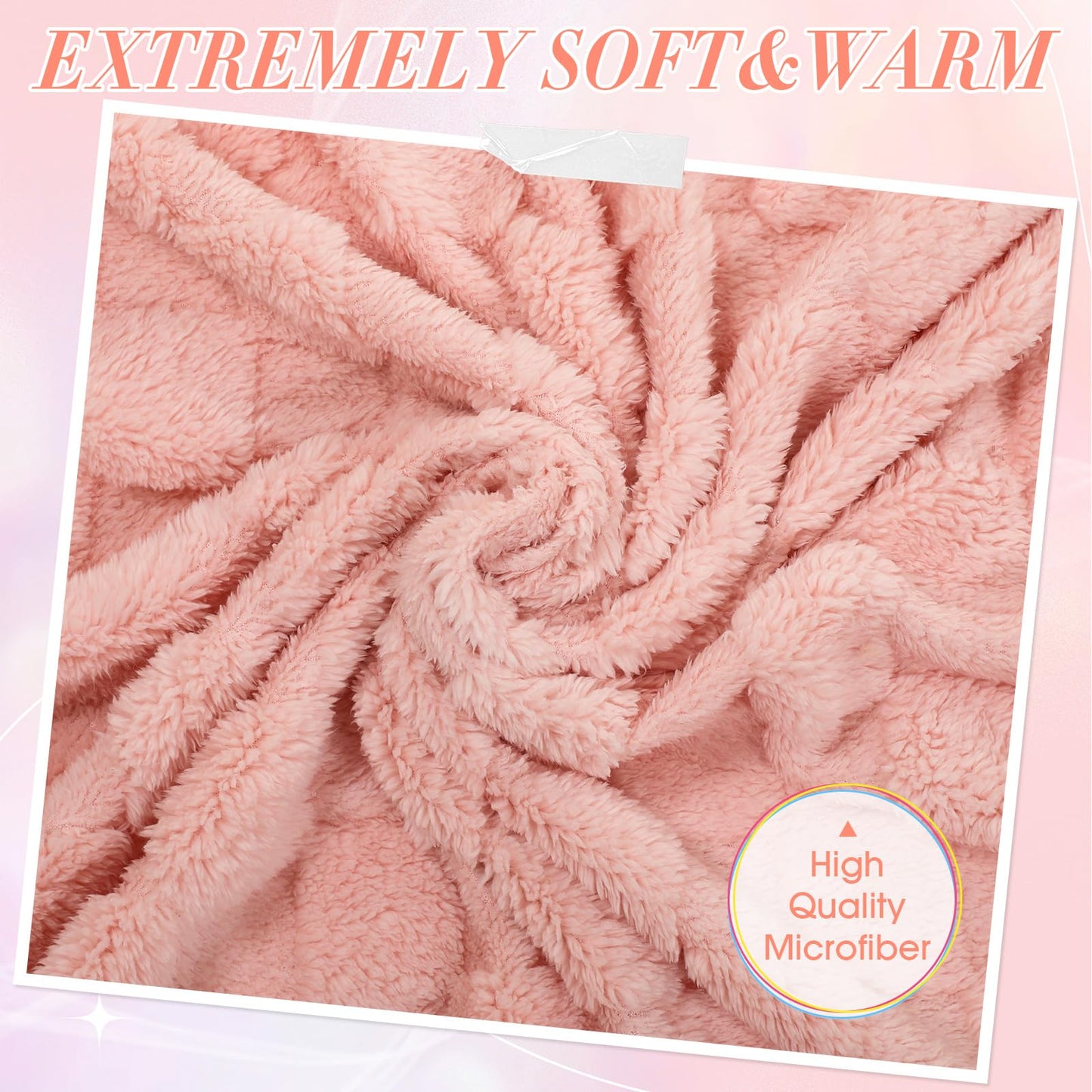 Buryeah 6 Pack Fleece Throw Blankets Bulk, 50 x 60 Inches Soft 3D Checkered Jacquard Flannel Warm Plush Blankets for Couch Sofa Bed Wedding and Employee Appreciation Gifts (Mixed Color)