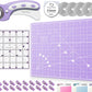 Rotary Cutter Set lavender - Quilting Kit incl. 45mm Fabric Cutter, 5 Replacement Blades, A3 Cutting Mat, Acrylic Ruler and Craft Clips - Ideal for Crafting, Sewing, Patchworking, Crochet & Knitting