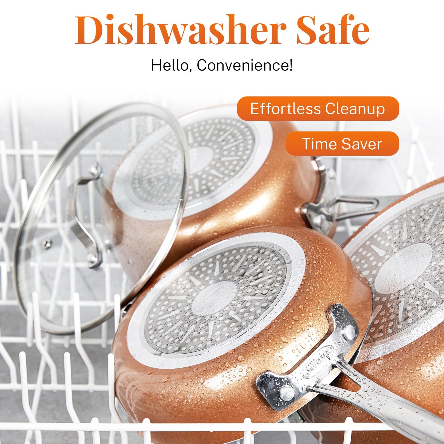 GOTHAM STEEL 10 Pc Copper Pots and Pans Set Non Stick Cookware Sets for Kitchen, Space Saving Pots and Pans with Fry Pan and Pot Set, Non Toxic, Nonstick Cookware Set, Oven and Dishwasher Safe