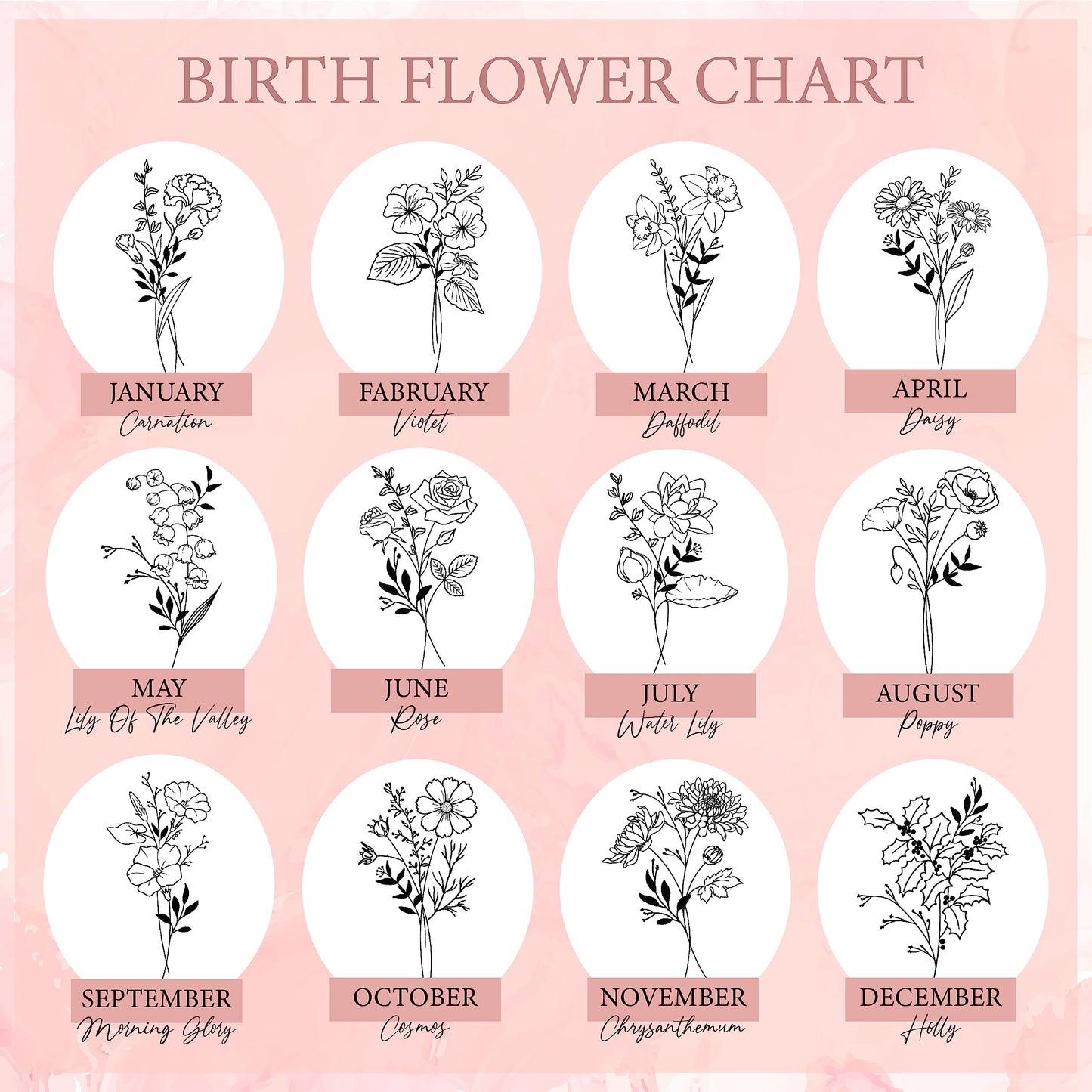 Birthday Gifts for Women, Personalized Tumblers with Birth Flower and Name, 10 Colors - 20 Oz, Skinny Tumblers for Women