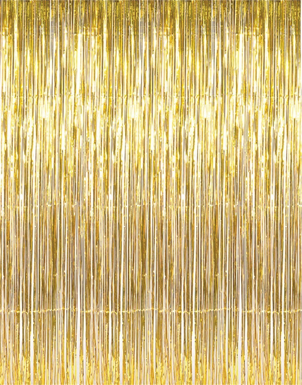 GOER 6.4 ft x 9.8 ft Metallic Tinsel Foil Fringe Curtains,Pack of 2 Party Streamer Backdrop for Birthday,Graduation Decorations and New Year Eve (Gold)