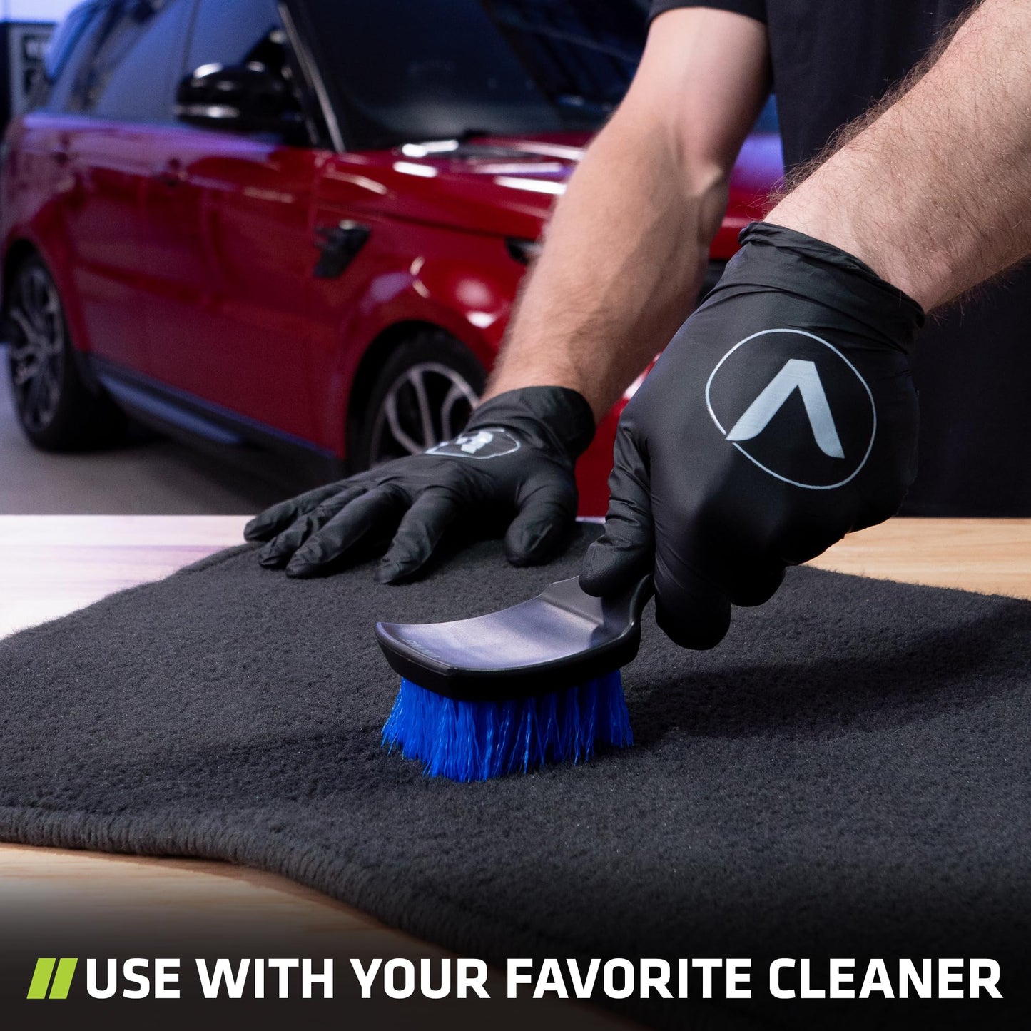 Viking Carpet Cleaning and Scrub Brush for Floor Mats, Cleaning Brush for Car Interior and Home, Black and Blue, 8.3 inch x 2.5 Inch